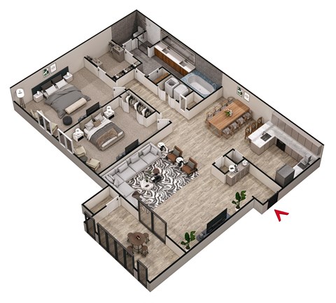 2 bed 2 bathroom B2 Floor Plan at 1875, College Park